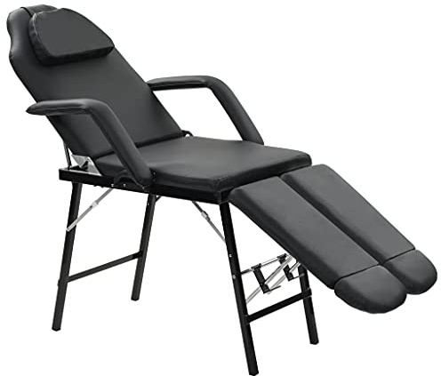 Snsowed Tragbarer Kosmetikstuhl, Massagestuhl, Kosmetik Liege, Tantra Liege, Behandlungsliege, Pediküre Stuhl, Bett Für Wimpernverlängerung, Fusspflege Stuhl, Kunstleder 185x78x76 cm Schwarz