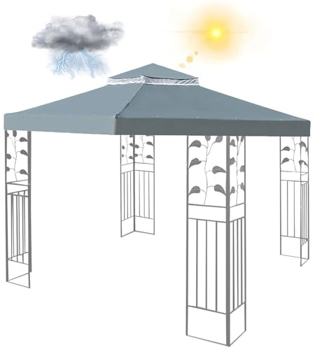 Telo Telone di Ricambio per Copertura Gazebo 300x300cm,Copertura di Ricambio per Tenda a Doppio Strato,Tetto di Ricambio Gazebo 3x3 Impermeabile Antracite(SOLO COPERTURA TOP) (Light Gray)