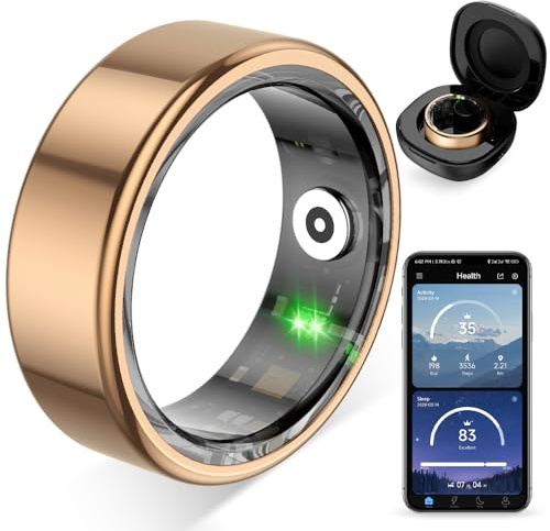COLMI R02 Smart Ring, Smart Ring for Women and Men, with a Charging Case, Supports Heart Rate, Blood Oxygen, Sleep Health Monitoring, No Subscription Fee. (Rose Gold, 8#)