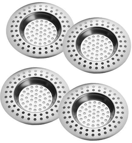 Stainless Steel Kitchen Sink Strainer Plug, Standard Strainer Drain Protector Hair/Food Catcher for Bathroom, Kitchen, Shower (External Diameter 7.6cm, Inner Diameter 4.5cm, Pack of 4)