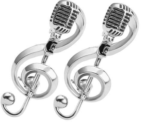 LIGIGWASH 2 Pezzi Spille Music Note Vintage Microfono in Set Brooch Musicale per Accessori Retro per