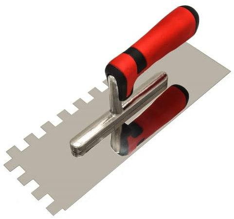 Fangxuee Llana Dentada Cuadrada de 1/2 Pulgada, Llana de Acabado de Acero Inoxidable para Trabajos de Instalación de Baldosas de Cemento y Mampostería.