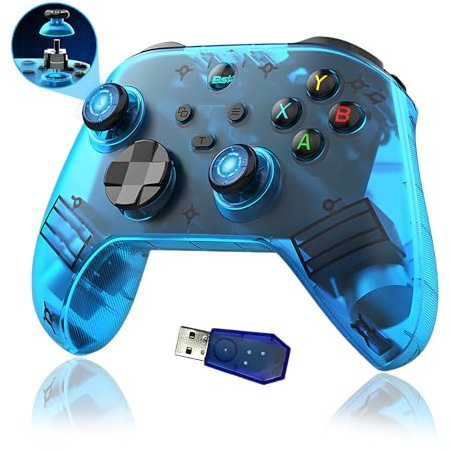 G6 PC Controller Wireless Gaming Controllers with USB Receiver,Bluetooth Controller for PC/Android,Electromagnetic Joysticks & Trigger/Macro Programming Back Button,400mAh,5 Connection Modes (Blue)