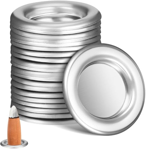 HAMPPLIES 20 Stück Kleiner Räucherstäbchenhalterplatte Räuchertablett aus Aluminiumlegierung Räucherkegel Tablett Desktop-Räucherstäbchen Ersatz Schalen für Räuchergefäß