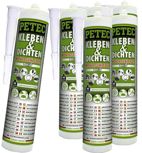 PETEC 6x 94529 Glas-Metall-Klebstoff | 6x 94529, PETEC Kleben & Dichten, Weiss, 290ML,