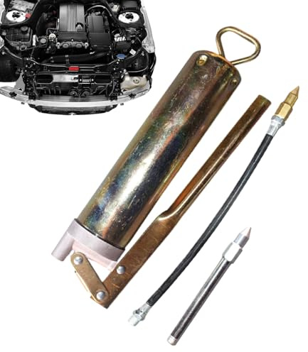 Generisch Herramienta de llenado de grasa manual con manguera flexible – Aplicador de lubricante de alta presión de 400 cc | Prensa de engrase portátil para taller, industria y mantenimiento de