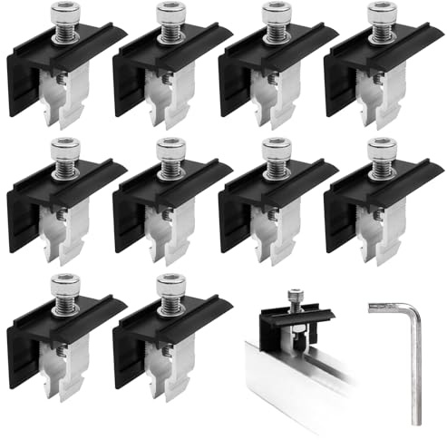 10 Pièces Kit De Support De Panneau Solaire: Fixation Support Pour Panneau Solaire, Résistant à La Corrosion, Supports De Panneaus Solaires Avec Clé Pour Montage De Panneaus Solaires (Noir)