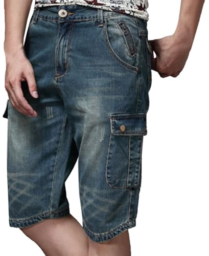 Jean Large Homme,Pantalon De Travail Homme,Pantalon Masculin Ample et décontracté - Style européen et Confort Quotidien Coupe relaxe Streetwear et Pratique pour Hommes (Blue, 28)
