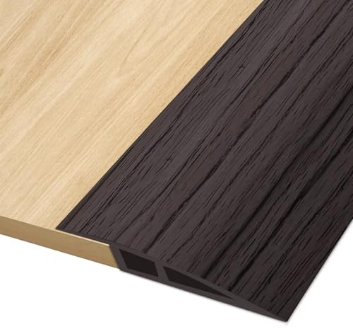 3,0M*5CM Perfil de Transición para Suelo, Perfil PVC Perfil Transición Suelo Desnivel Autoadhesivo para Diferencia de Altura de 5-10 mm, Tapajuntas Suelo Perfil de Unión Suelos (Madera Nogal Oscuro)