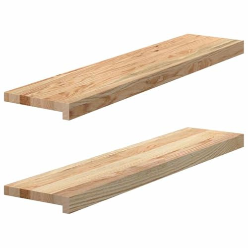 Cubierta para alféizar de ventana, 2 unidades, sin tratar, 90 x 20 x 2 cm, madera maciza de roble para salón, cocina, estudio, cuarto de baño