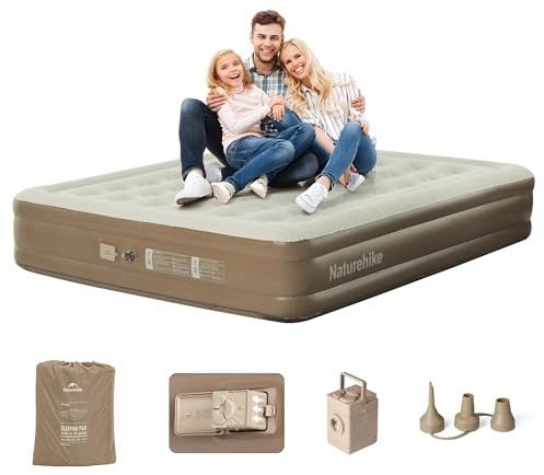 Naturehike Luftmatratze 3 Personen, Selbstaufblasend mit integrierter Akkupumpe, Aufblasbares Gästebett 38 cm Höhe, Bequem & Leicht, Für Camping, Outdoor und Zuhause