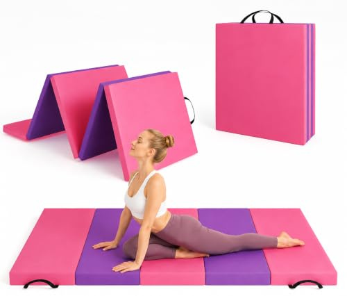 Aptliton Tapis de Gymnastique Pliable 4/5 Plis,Tapis de Sport Souple en Cuir, Portable pour Yoga, Fitness, Jeux Enfants à Domicile
