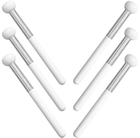 6 Pcs Mushroom Sponge Concealer Brush for Face and Nose | Wood Handle, White Finish, Skin-friendly Lightweight Build, Travel and Outdoor Use, Compact Set of 6