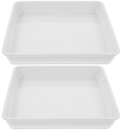 SAFIGLE Plantador Cuadrado de Plástico Blanco para Plantas y Bonsáis, Bandeja Pequeña 2piezas para Mantener Humedad y Proteger Superficies en Interiores