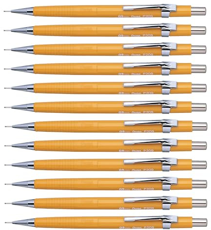 Pentel Sharp 200 P209 Druckbleistift, 0.9 mm, Härtegrad HB, gelb (12 Stück)