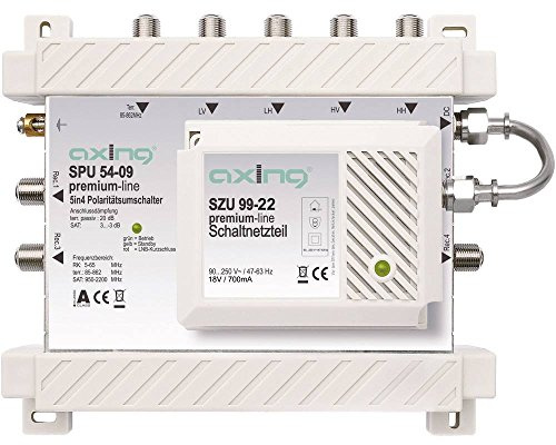 Axing SPU 54-09 SAT-Multischalter 4 Teilnehmer Premium-Line aktiv Quad-tauglich energiesparend (5 x 4)