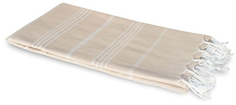 Carenesse Asciugamano di Hammam SULTAN beige, 100% cotone, 100 x 170 cm,Asciugamano da bagno turco, Asciugamano da sauna e da spiaggia da viaggio sportivo, Asciugamano termale