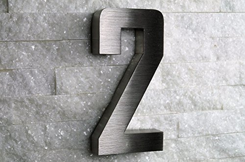 3D Hausnummer 2 Edelstahl rostfrei witterungsbeständig 3D Effekt in 20cm Höhe und 3cm Tiefe aus gebürstetem N.D. Edelstahl V2A inkl. Montagematerial erhältlich:0 1 2 3 4 5 6 7 8 9 a b c d