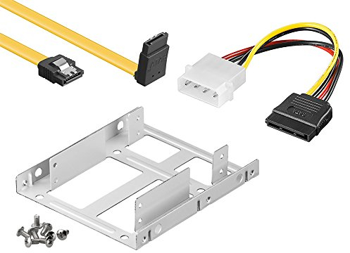 baytronic Kit de Montage Double Cadre de Montage pour 2 disques durs/SSD 2,5 vers 3,5 avec câble SATA 30 cm coudé + Adaptateur SATA 4 Broches