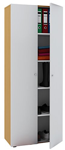 Büroschrank mit 5 Fächern| moderner Aktenschrank mit Drehtüren | Maße B. 70 x H. 178 x T. 40 cm – Vandol