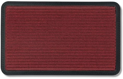 Fußmatte Außen & Innen rutschfest - Rot Linien 50 x 80 cm (Rechteckig) | Robuste Gummi Sauberlauf Türmatte langlebig Schmutzfangmatte sehr strapazierfähig Fussmatte aussen Stufen leicht zu reinigen