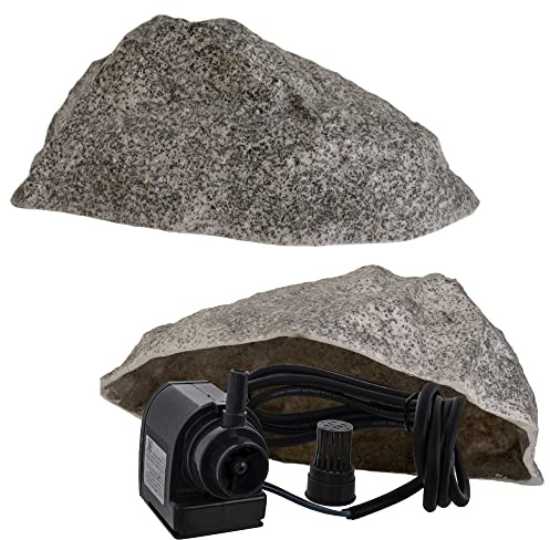 Kunstfelsen S-01 Ø39 cm Grau – Hohler Abdeckstein & Dekofelsen für Gartenpumpe, Wasserhahn, Steckdose, Ventilbox – 45 × 60 × 23 cm, GFK-Komposit, 5 kg, frostfest
