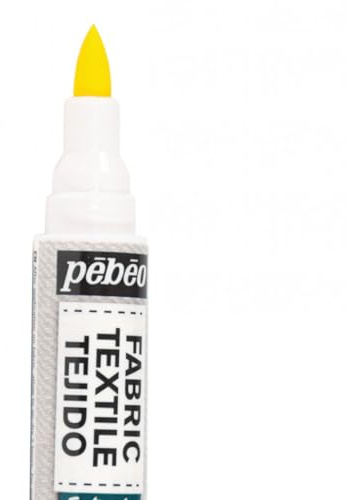 Pébéo 803402 7A - Pennarello in tessuto, punta a pennello, 1 mm, colore: Giallo