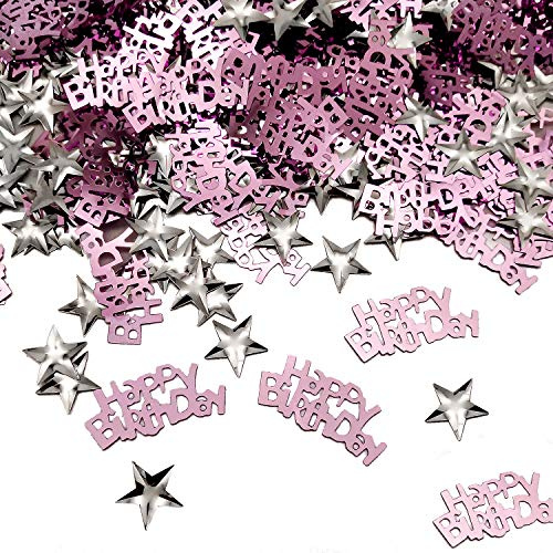 iZoeL Happy Birthday Konfetti in Rosa Sterne Konfetti 30g Geburtstagskonfetti Tischdeko Tischkonfetti Streudeko