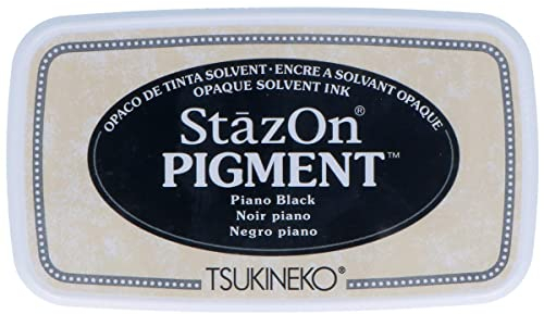 Tsukineko SZ-PIG-031 SZPIG-031 StazOn Pigmenttinte Stempelkissen-Schwarz, Piano Black-Groß-Deckend, Lufttrocknend, Wasserfest-Embossing
