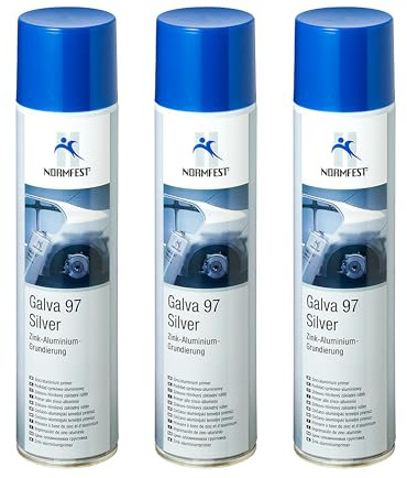 Normfest Galva 97 Silver – Zink-Aluminium-Grundierung mit Langzeitschutz und dekorativem Silber-Metallic-Finish für Karosserie, Metallbau und Industrie, 400ml