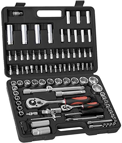 WOLFPACK LINEA PROFESIONAL - Juego Completo Llaves Vaso, kit 94 Piezas, 1/4-1/2, Target Acero Vanadio, Con Maletin