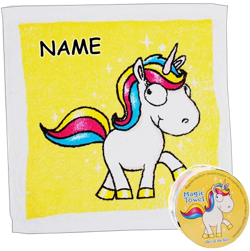 alles-meine.de GmbH 10 Stück magische Waschlappen/Handtücher - Zauberwaschlappen - Einhorn - Tiere - inkl. Name - Frottee aus 100% Baumwolle - 30 cm * 30 cm - Magic Towel - ..