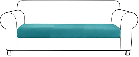 JHLD Stretch Sofa Sitzkissenbezug | Groß Sofa Sitzbezug Blaugrün Samt Bezug für Sofa Sitzkissen Rutschfest waschbar Für Wohnzimmer
