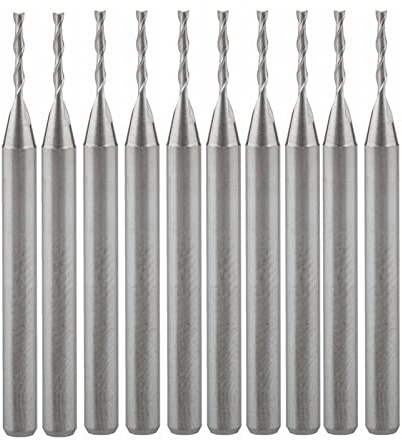 YULIXIA 10pcs 3.175/1.0/6MM 2 Flutes End Mill Bit Chipboard Carbide Milling Cutter Tools