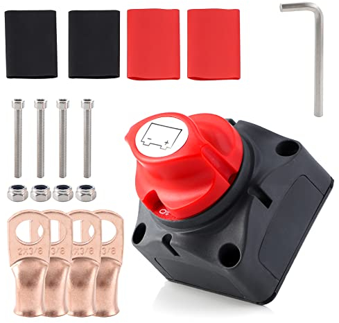CarBole Batterie Trennschalter Kit 12V 24V 48V, Haupttrennschalter für Wohnmobile, Autos, Boote, Lastwagen, ATVs, UTVs, Marine (Ein/Aus)