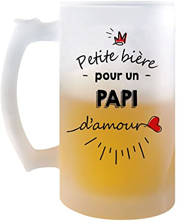 Planetee Chope de bière Petite Pinte d'un Papi d'amour | Idée Tasse Cadeau Papi Famille Fête des Grands-pères Pinte cervoise