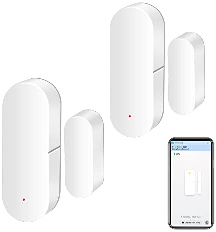 WiFi-Türsensor: Intelligente Tür-Offen-/Geschlossen-Detektoren, drahtlose Fenstersensor-App-Benachrichtigung, Kontaktsensor für die Sicherheit zu Hause, passend für Alexa Google Assistant (2pack)