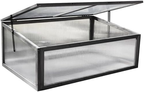 Garden Mile Wooden Greenhouse Cold Frame Small Garden Growing Plant Protection Waterproof Weather Resistant Suitable for Outdoor Vegetables Flowers and Seed Germination (Short Coldframe)