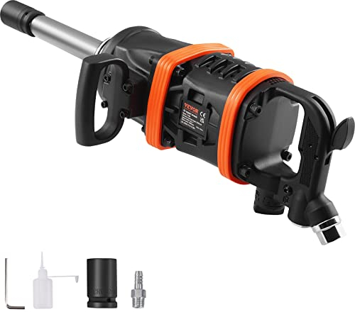 VEVOR Druckluft-Schlagschrauber Max. Lösemoment 7016Nm, Vierkant 2,54cm (1Zoll) - Max. Betriebsdruck 13,8bar vibrationsarmer und geräuscharmer Druckluftschrauber zum Anziehen und Lösen von Schrauben
