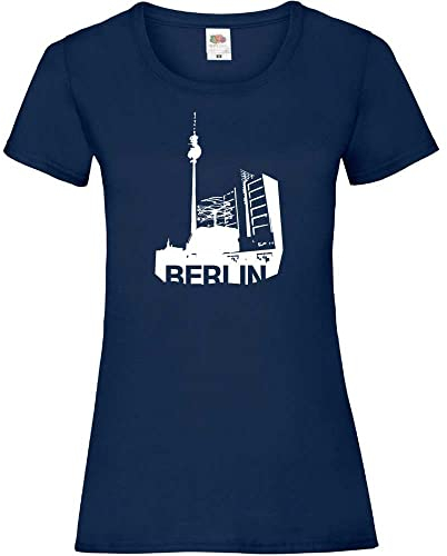 Alexanderplatz in Berlin Frauen Lady-Fit T-Shirt Navy XS