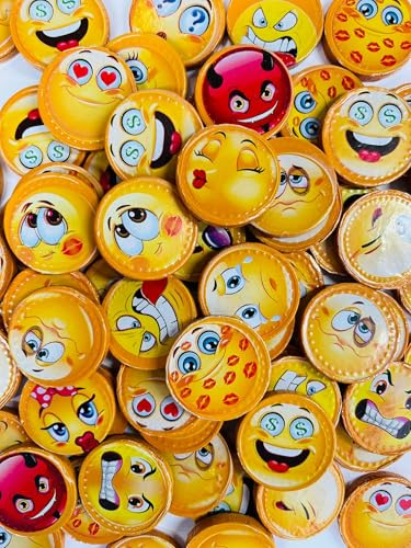 OYOY Emoji Schokolade Set mit 425g Smiley Schokotaler und I ca. 65 Schokoladentaler aus Milchschokolade I kleine Mitbringsel für Kinder I Süßigkeiten Geschenk
