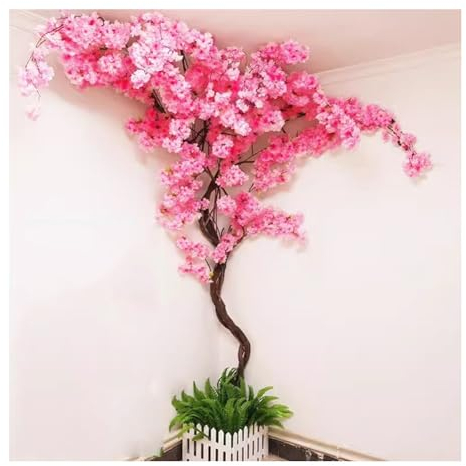 Künstliche Kirschblütenbäume, Indoor Hochzeit Dekor Rattan Simulation Pfirsichbaum Rebe Hintergrund Wände Gefälschte Blumen Rebe Hintergrund Von Klimaanlagenrohren Verbessern (Farbe : Rosenrot)