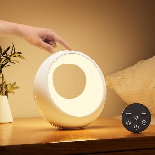 Bonsery Lampe de Chevet Tactile Dimmable avec Télécommande, Lampe de Table Led sans Fil avec Couleurs RVB, Fonction de Minuterie et Mémoire Veilleuse Enfant Bébé à 5 intensités Cadeau Adultes Enfants