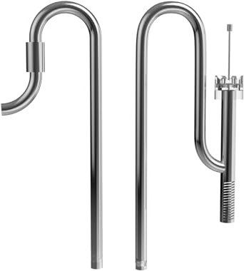 FZONE Aquarium-Edelstahl-Skimmer, Lilienrohre, Zu- und Abfluss mit Schleuder-Skimmer und verstellbarem Stab, für Aquariumfilter, 16/22 mm Schlauch