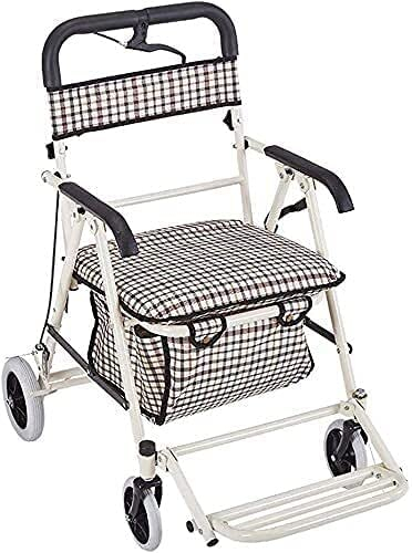 GLETSF Gehhilfe für Senioren Rollator Gehhilfe Senioren und Erwachsene Rolling Walker Einkaufswagen Gehhilfe für Ältere Rollstuhl Vierrädriger Wagen Haushalts-Lebensmitteleinkaufswagen,