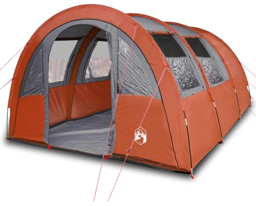 Willood Tunnelzelt 4 Personen Grau und Orange Wasserdicht Campingzelt