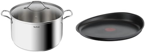 Tefal Intuition XL Grande marmite inox 28 cm / 8 L, Induction, Garantie 5 ans, Acier inoxydable & Ingenio Poêle à crêpe 27 cm, Induction, Revêtement antiadhésif, Fonte d'aluminium, Empilable