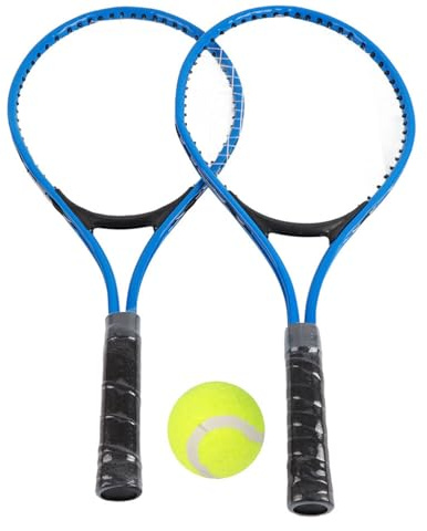 Tennisracket, järnlegering, barntennisracket, tillbehör för nybörjare, med boll och bärväska (blå)