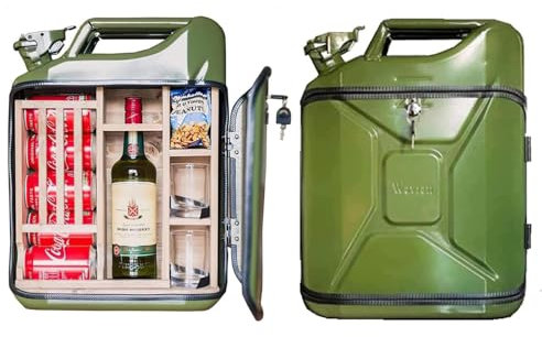 POCDOKYZ Schrank-Gasdosen-Bar, Benzinfass-Weintank, Eiseneimer-Minibar, kreativer Whiskey-Barschrank und Mini-Dosen-Aufbewahrungsbox, 38 x 43 x 17 cm,Green