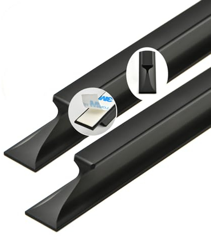 ZYFH8992 2 Stück Schrankgriffe selbstklebend Lochfreier Griff Glas-Schiebetür Aluminium Garderobe Griffe Trapezförmig abgeschrägtes Design SchubladenKnöpfe Türgriff für Kleiderschrank (200mm,Schwarz)